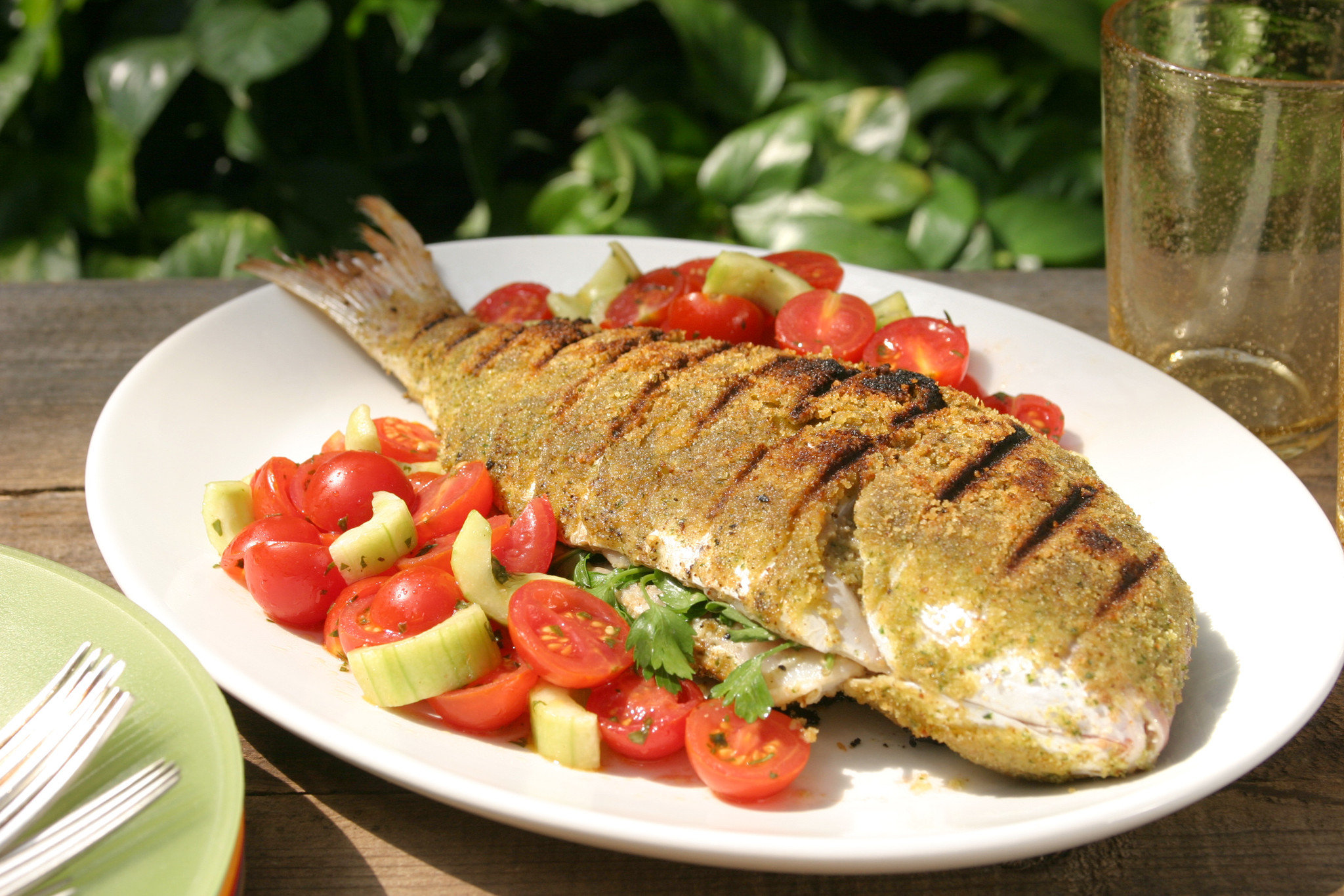 Trout Fish or Tilapia With Salad Shirazi